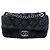 Chanel Black Medium CC Quilted Satin Single Flap Nero