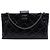 Clutch Chanel Black Quilted Glazed Calfskin Coco Pleats Chain Nero