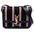 Bolsa Saint Laurent Solferino em lona listrada preta Small com caixa Preto