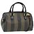 Pequin FENDI Borsa Boston Mini in Tela Pecan PVC Nero Marrone Auth bs34863