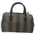 Pequin FENDI Borsa Boston Mini in Tela Pecan PVC Nero Marrone Auth bs34863 - vista 2