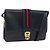 Bolso de hombro GUCCI Sherry Line Cuero Azul Marino Oro Auth 178242 Dorado