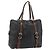 PRADA Tote Bag Leder Schwarz Silber Auth 178161