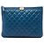 Chanel Blue Medium Quilted Caviar Boy O Case Clutch Blu scuro