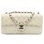 Chanel White Classic Perforated Lambskin East West Flap Bianco Crudo