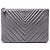 Clutch Chanel Gray Medium Chevron Metallic Calfskin O Case Marrone Grigio antracite