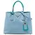 Prada Blauer Bicolor Saffiano Cuir Double Satchel Medium Hellblau