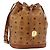 Sacchetto a coulisse MCM Vicetos Logogram Drawstring Bag in PVC e pelle marrone oro Auth ka4224A D'oro