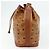 Sacchetto a coulisse MCM Vicetos Logogram Drawstring Bag in PVC e pelle marrone oro Auth ka4224A D'oro - vista 4