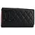 CHANEL Cambon Line Long Wallet Lamb Skin Black White CC Auth am11522V Nero Bianco