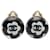 Orecchini Chanel Camellia Coco Mark Nero Argento Bianco  - vista 1