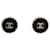 Orecchini vintage Chanel Coco Mark Nero Argento  - vista 1