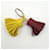 Hermès Porte-clés Carmen Uno-Dos, lime/rouge grenat, Milo lambskin Jaune  - vue 3