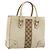 Borsa a Mano GUCCI GG Canvas Pelle Beige Oro 120895 Auth 177265 D'oro