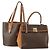 Céline Borsa a Spalla CELINE Macadam Canvas PVC Pelle 2 Set Marrone Auth am11453