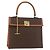 Céline Borsa CELINE Macadam Canvas PVC Pelle Marrone Oro Auth 178653A D'oro