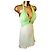 Autre Marque Abito da Cerimonia in Seta Chiffon Giallo e Verde Verde chiaro