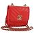 CHANEL V Stitch Schultertasche Lammfell Gold Rot CC Authentisch bs35072M Golden
