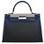 Hermès Black Tricolor Swift e Toile H Berline Kelly II Sellier 32 Blu navy