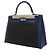 Hermès Black Tricolor Swift e Toile H Berline Kelly II Sellier 32 Blu navy - vista 11