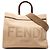 Fendi Sunshine Shopper Tote aus braunem Canvas, Größe Medium Hellbraun