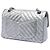 Chanel Silver Small Classic Chevron Metallic Crumpled Calfskin Double Flap Argento - vista 2