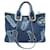 CHANEL DEAUVILLE HIEROGLYPHE BLUE DENIM & FUR TOTE BAG  - view 1