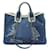 CHANEL DEAUVILLE HIEROGLYPHE BLUE DENIM & FUR TOTE BAG  - view 2