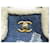 CHANEL DEAUVILLE HIEROGLYPHE BLUE DENIM & FUR TOTE BAG  - view 8