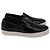 Stuart Weitzman Croc Embossed Nuggets Slip On Sneaker aus schwarzem Leder