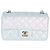 Timeless Chanel Mini Flap Rectangular en piel de cabra acolchada azul iridiscente - vista 8