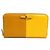 Cartera larga de cuero marrón y amarillo Prada Castaño