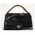 Chanel Paris-Shanghai Jumbo Camellia Petals Borsa pelle vernice nera Nero Silver hardware - vista 4