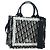 Borsa a mano 2way Christian Dior Trotter Canvas Oblique Book Navy Auth 177334SAM Argento Blu navy