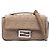 Fendi Beige Zucca Präge-Technik-Stoff Chain Midi Baguette Tasche