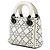 Lady Dior in agnello morbido bianco con cannage e borchie - vista 2