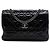 Chanel Black CC gestepptes Glattleder Flap Schwarz