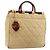CHANEL Matelasse Hand Bag Lamb Skin Beige CC Auth BA12511