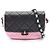 Borsa a Spalla Chanel Mini Matelassé Nero Rosa Beige