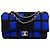 Chanel 13P Runway Blue Black Jersey Classic Medium Single Flap Bag SHW Nero Silver hardware