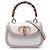 Borsa a manico Gucci White Small Calfskin Stitched Bamboo 1947 Bianco