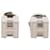 Hermès Silver Palladium Plated Cage dH Cube Push Back Earrings Silvery  - view 1