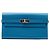 Portafoglio lungo Kelly in pelle Blue Grain d H Hermès