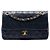 Chanel Black Medium Classic Lambskin Double Flap Negro
