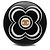 Anello Chanel Camelia con logo CC in resina nera e tono oro Nero