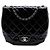 Chanel Black Medium Quilted Patent Bubble CC Flap Nero