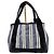 Borsa Balenciaga Cabas S in tela a righe - Blu Navy Nero Bianco