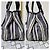 Borsa Balenciaga Cabas S in tela a righe - Blu Navy Nero Bianco - vista 6