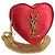 Borsa a Spalla SAINT LAURENT Love Heart Chain in Pelle Rossa e Oro Auth 179049V Rosso D'oro