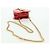 Borsa a Spalla SAINT LAURENT Love Heart Chain in Pelle Rossa e Oro Auth 179049V Rosso D'oro - vista 7